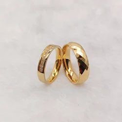 Cz Moissanite Wedding  Rings For Women Ladies Bride And Groom Jewelry  Couples 18k Gold Plated Female Shiny Rhombus Tungsten