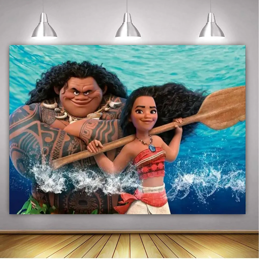 

Photography Backdrop Moana Banner For Princess Birthday Party Supplies Background Cake Table Decor Shoot Poster
