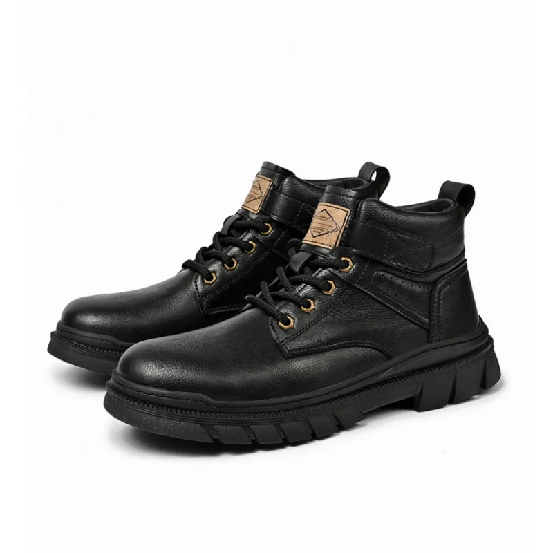 Outdoor Mountaineering Work Boots for Men: 2025 New Big Yellow Boots, High-Top Height-Increasing British Style Durable Work Shoe