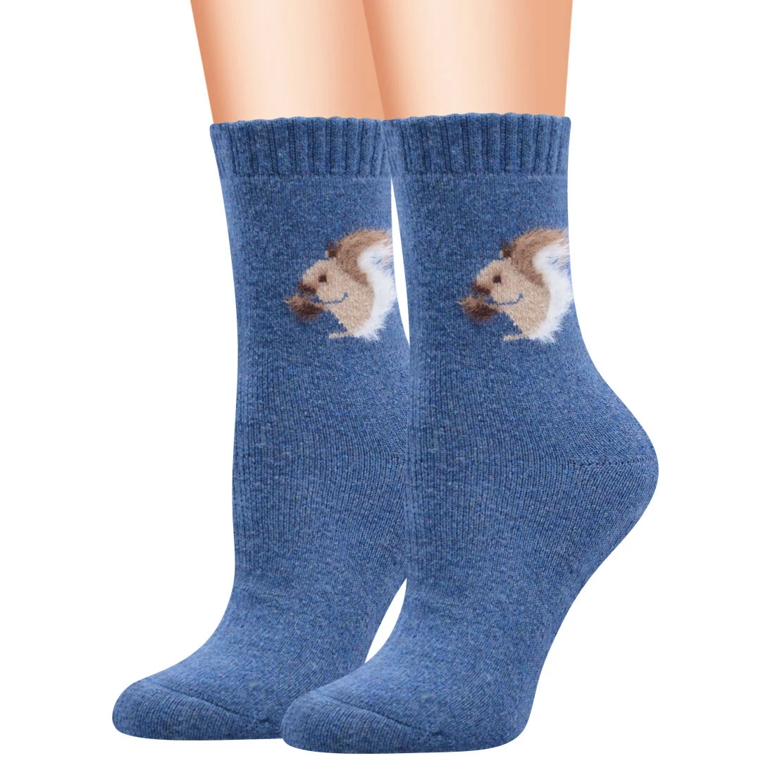 Cute Winter Thickened Warm Women\'s Socks Kawaii Funny Animal Squirrel Print Wool Socks Home Floor Sleeping Socks Hot Selling