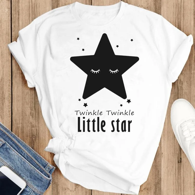 

Twinkle Little Star Print Women T Shirt Short Sleeve O Neck Loose Women Tshirt Ladies Tee Shirt Tops Camisetas Mujer