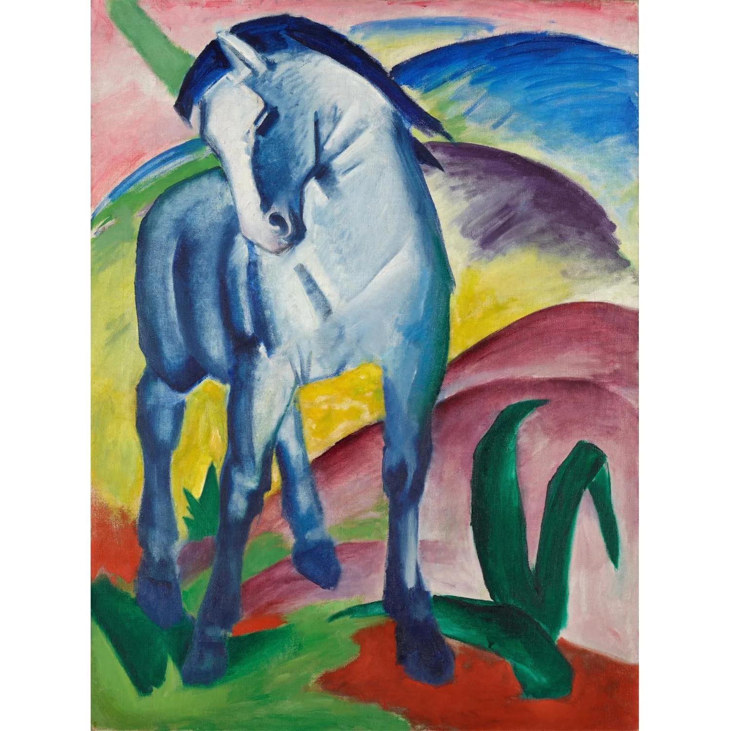 Blue Horse by Franz Marc,Handmade famous oil painting reproduction,Animal oil painting on canvas,Picture decoration for home