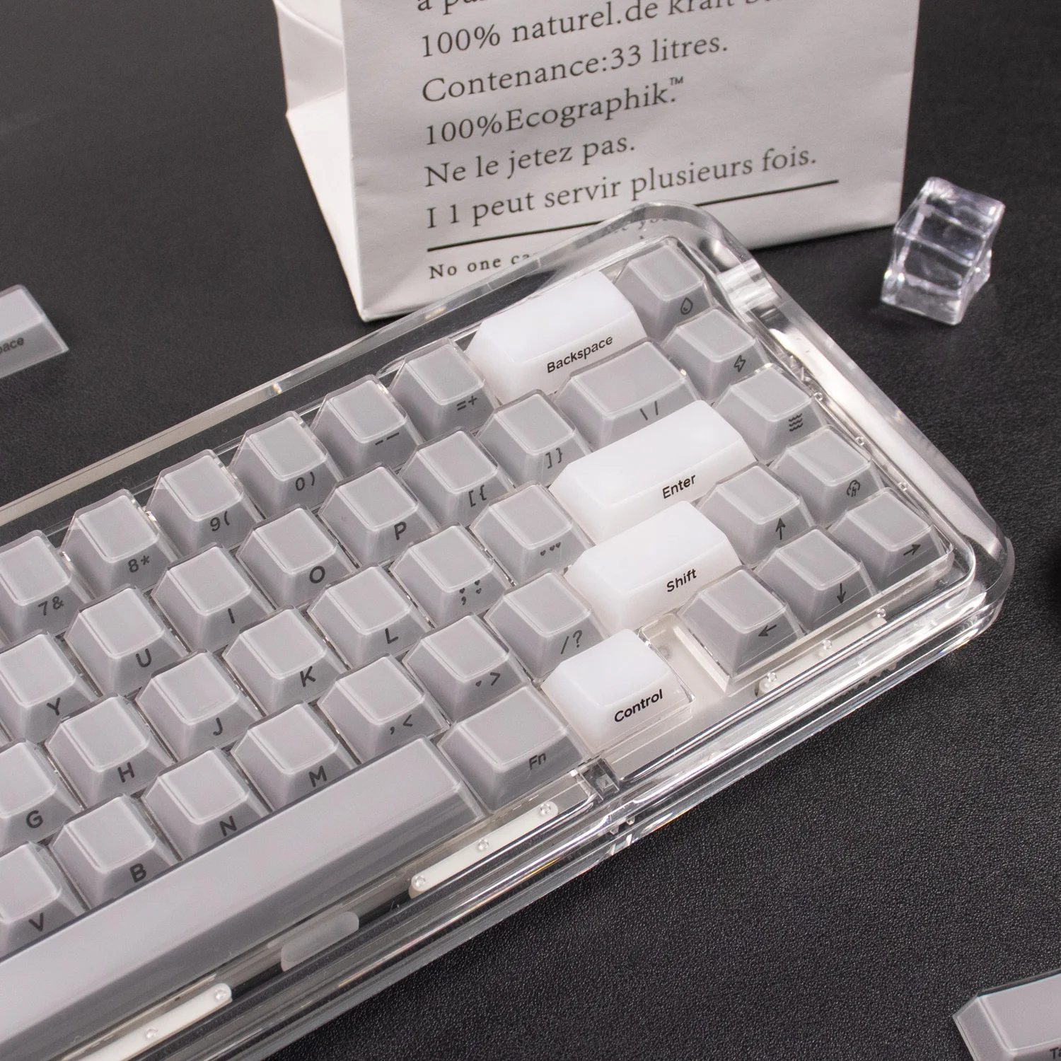 

119 Keys Gray Crystal Pudding keycaps Cherry profile Side Print Transparent Keycaps Sets For MX Mechanical Keyboard