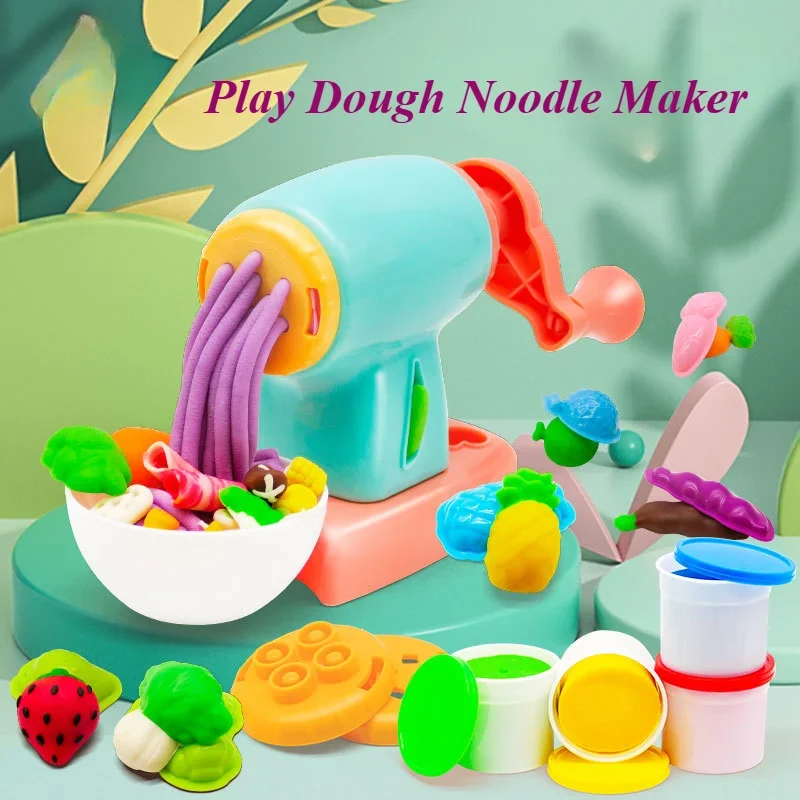 Children Pretend Play Kitchen Toy Set Clay Noodle Machine Plasticine Mold DIY Cook Burger Modeling Tools Kids Toys Gifts