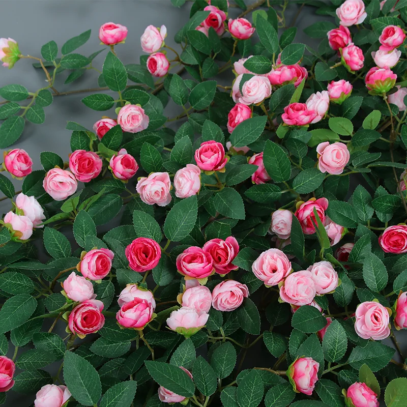 Enreda de Rosas Artificis, Decoración de Pared de Plástico, Cubre Tías de Aire Acondicionado, Pl Verde Interio...