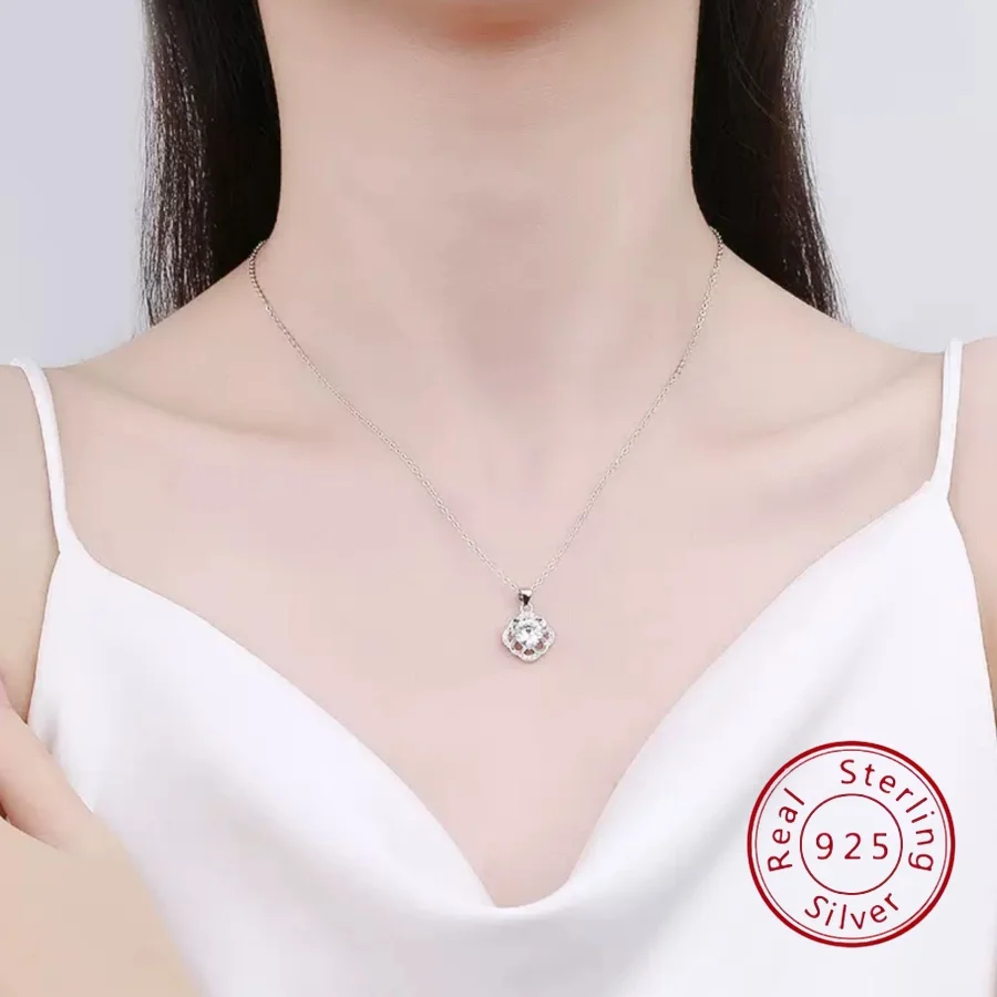 

Sterling Silver Four-Leaf Clover Necklace for Women Luxury-inspired Elegance High-end Fashion Silver Jewelry
