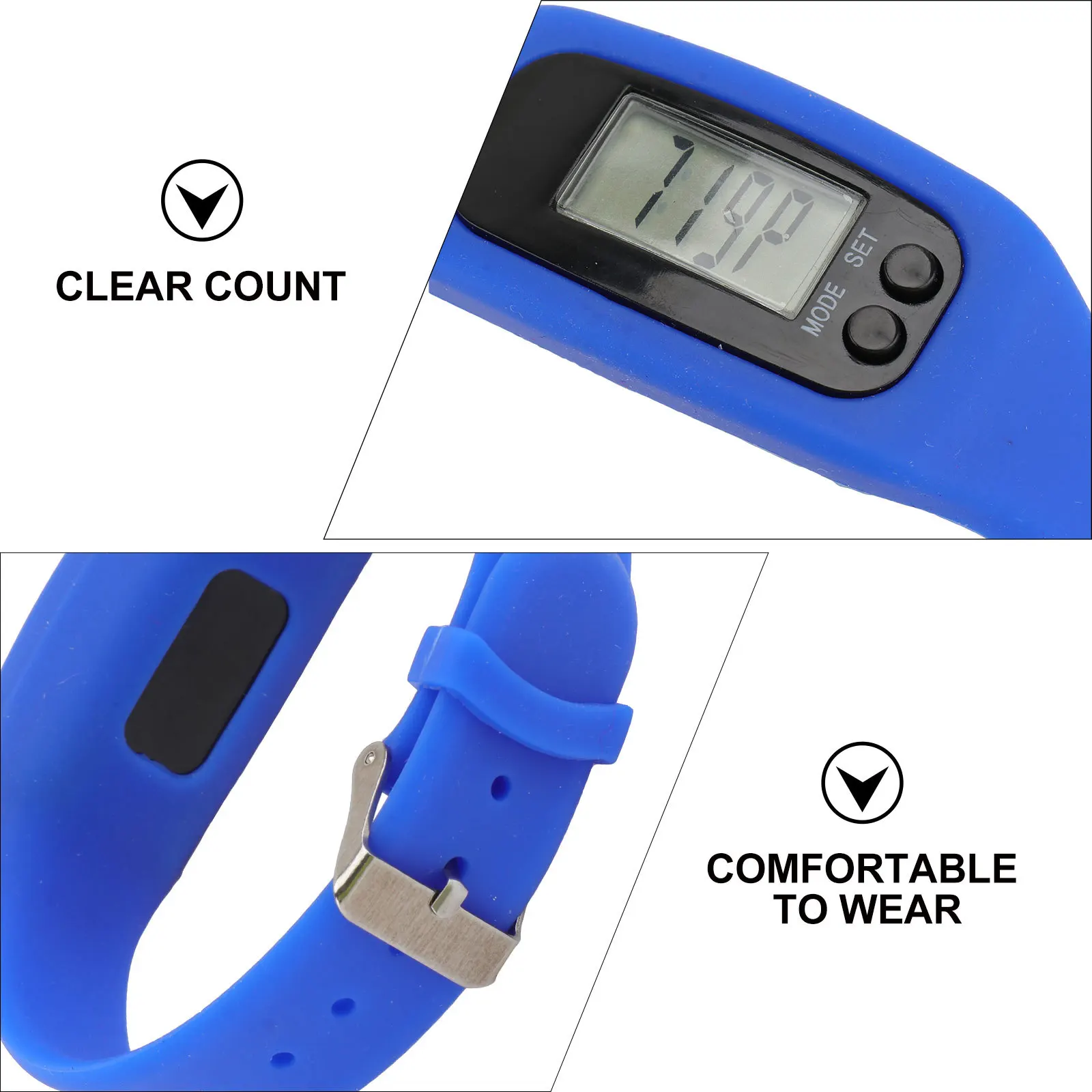 2Pcs Blue Electronic Watch Pedometer Step Counter Walking Distance Calorie LCD Bracelet Durable Longlasting Electronic Watch