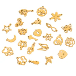 20 Pcs Stainless Steel Crown Feather Butterfly Multi Style Pendant Small Leaf Charms DIY Necklace Jewelry Making Bracelet