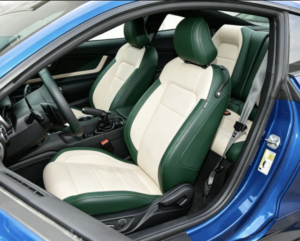 Für Mustang GT 2015~2022 Maßgefertigte Autositzbezüge Luxuriöses Nappaleder 100% Passgenau Innenraumzubehör 360 ° Vollständige Abdeckung – Detail 4