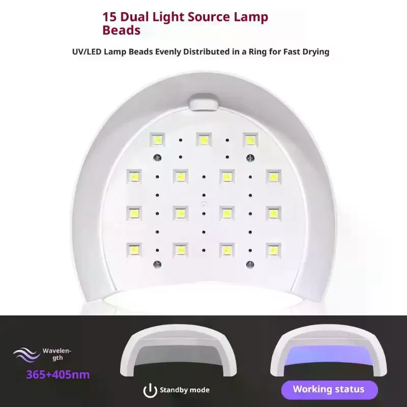 60 واط آلة مجفف الأظافر الصغيرة المحمولة LED الأشعة فوق البنفسجية مانيكير مصباح مسمار مصباح مع 2 وسائط توقيت لتجفيف الورنيش البولندية مع كابل يو اس بي