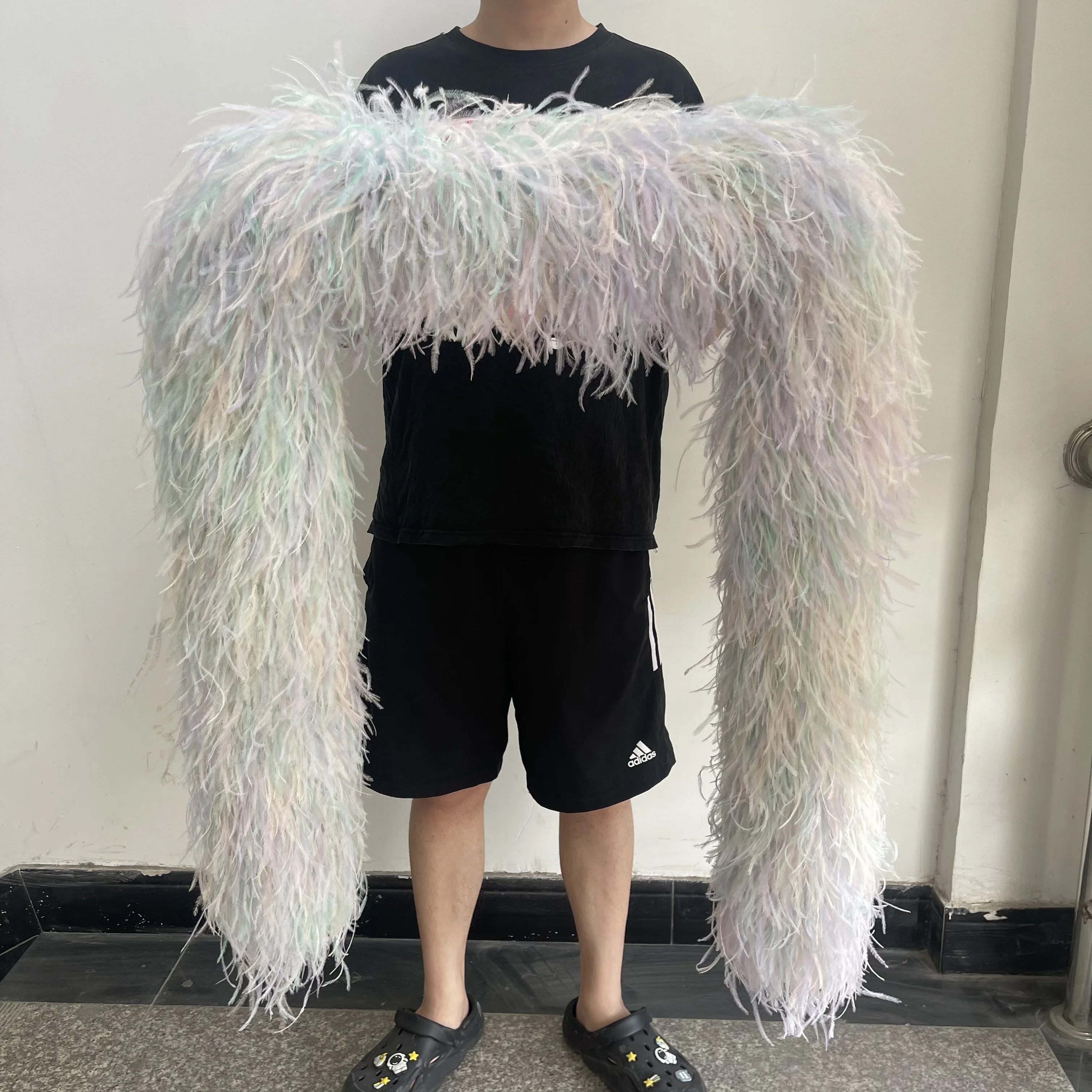 

35-слойный пушистый шарф из страусиных перьев | Шаль с натуральными шлейфами 0,5/1/1,5/2/3 м для роскошной чаепития, одежда для косплея по индивидуальному заказу