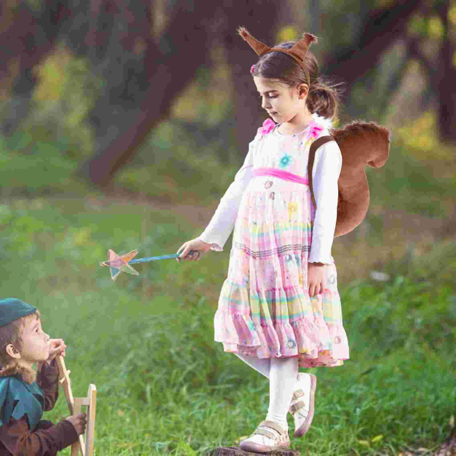 Costume da scoiattolo con coda di peluche, chipmunk, orecchio di ratto, animale farcito, puntelli per foto