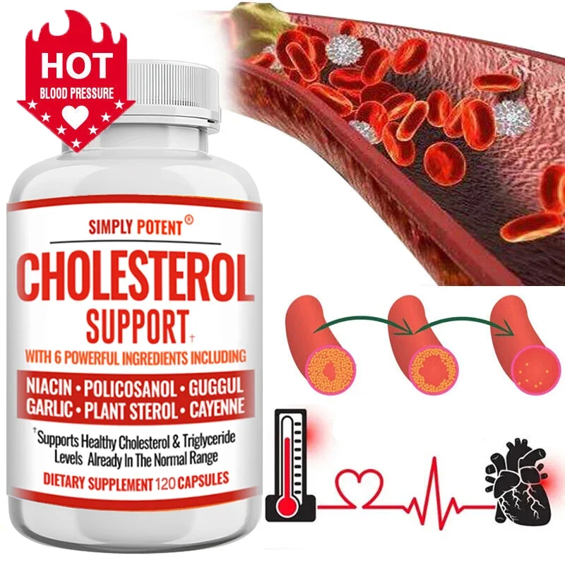 Cholesterol Supplements for Natural Cholesterol, Triglycerides, HDL, Heart Health Capsules with Garlic, Phyto, Guggul