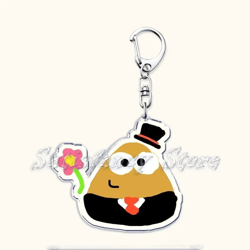 Popular Kawaii Game Cartoon My Pet Alien Emo Noteit Pou Keychains Ring for Accessories Bag Pendant Key Chain Jewelry Fans Gifts