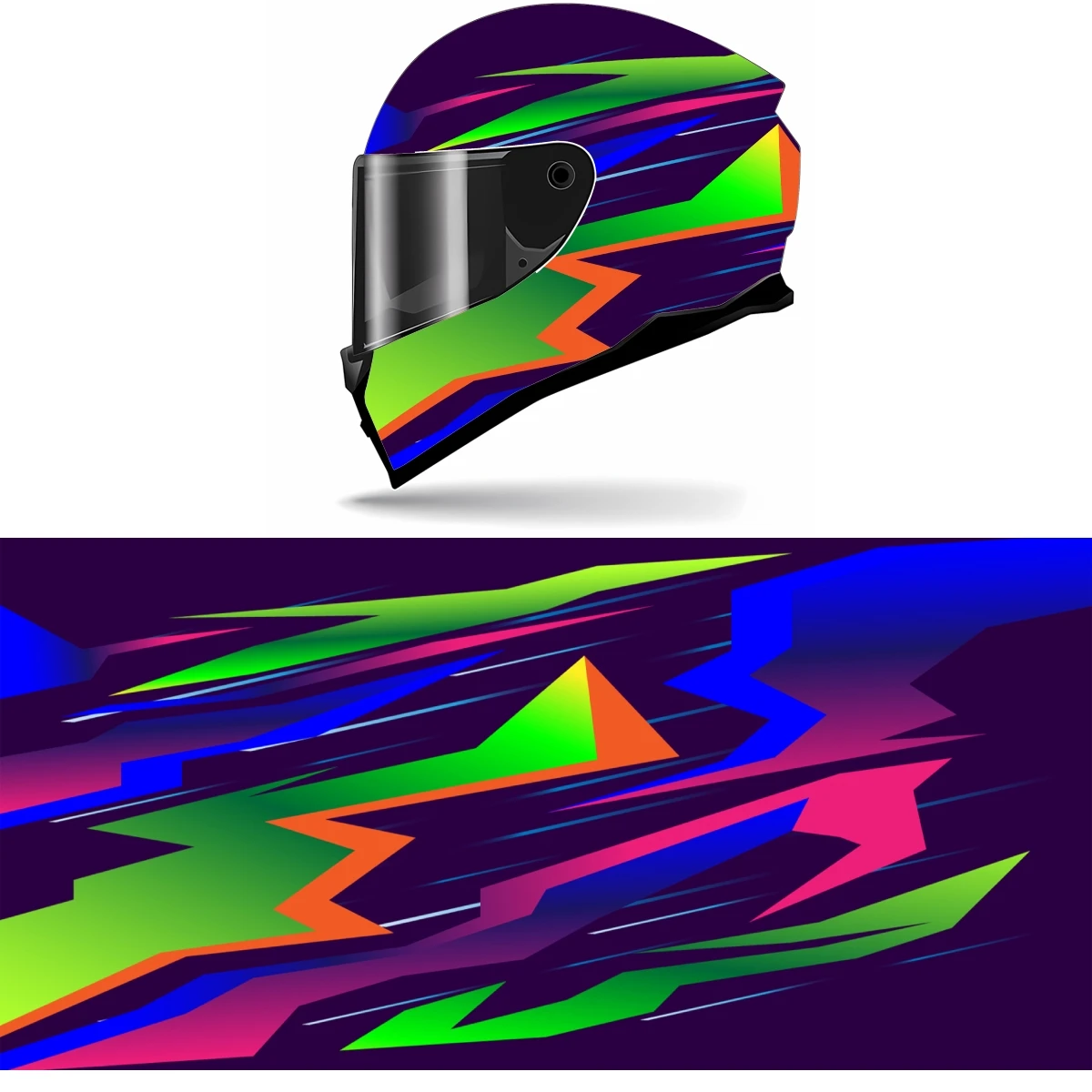 Abstract Purple Gradient Full Helmet Wrap Sticker Motorcycle Helmet Racing Graphic Decal Vinyl Wrap Helmet Decor Sticker