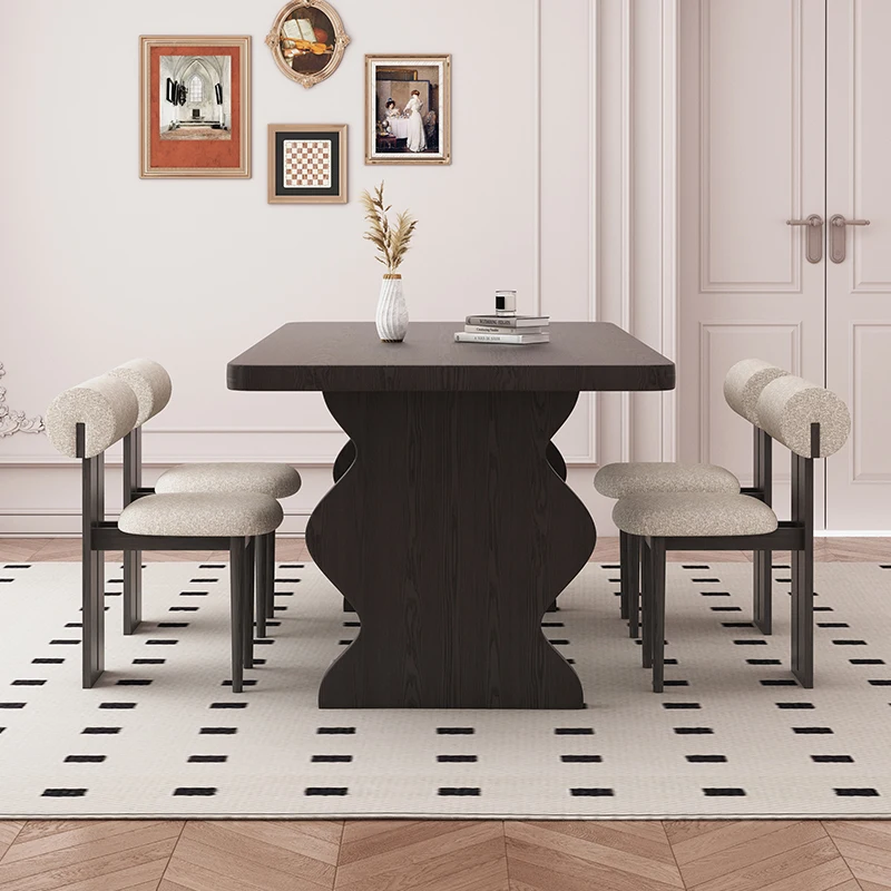 Sillas De lujo únicas, mesa De cocina, juego De mesa De comedor De madera negra Rectangular moderna, Mesas De Jantar italianas centrales, muebles para el hogar