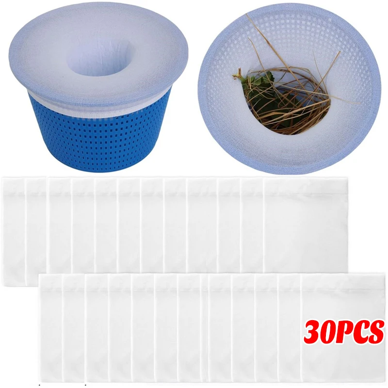 Chaussettes filtrantes réutilisables pour skimmer de piscine, filet de filtration pour feuilles et débris, paniers de skimmer pour réservoirs d'eau, filtres en maille pour attrape-débris de piscine