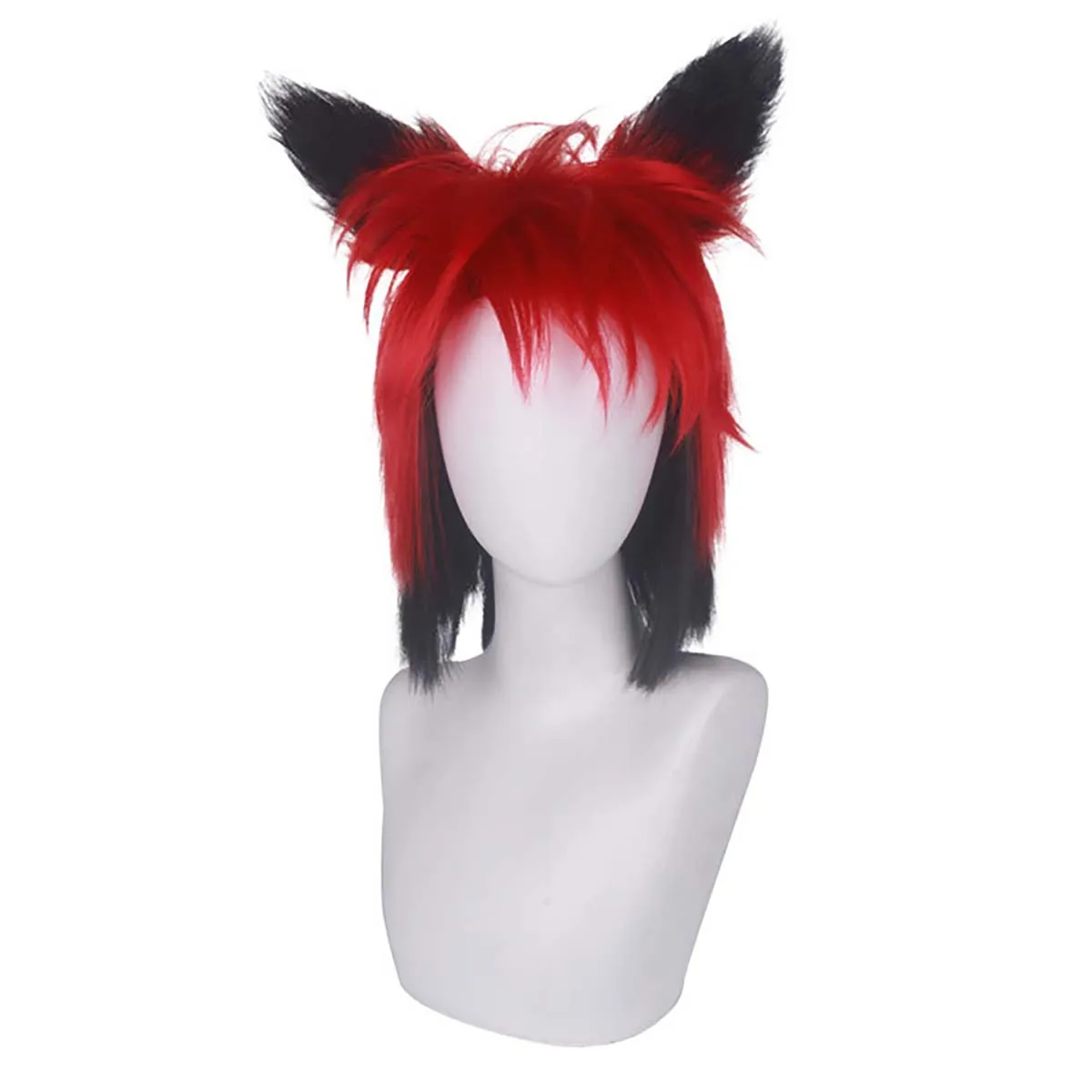 Halloween Carnival ALASTOR Cosplay Red Black Synthetic Hair Wigs