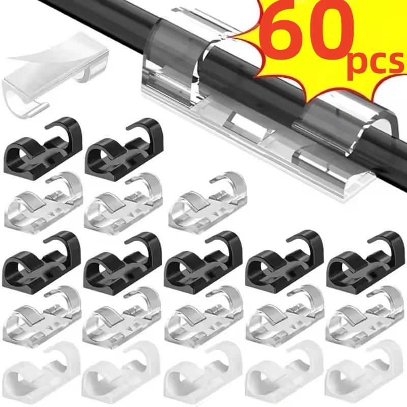 Cable Clips Organizer Drop Wire Holder Cord Management Self-Adhesive Cable Manager Fixed Clamp Wire Winder For Home Office Car