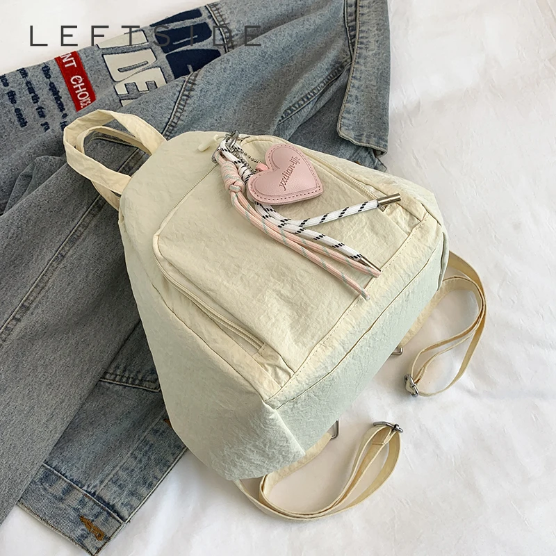 

LEFTSIDE Women's Small Soft Nylon Backpacks 2025 Korean Fashion Summer New Backpack Girls School Bag Cute School Bag Back Pack