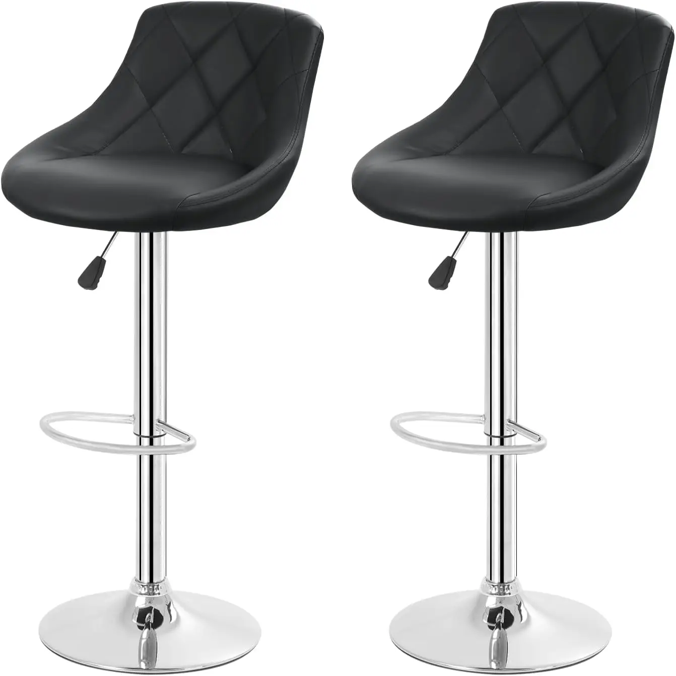Bar Stools Set of 2 Bar Stools Swivel Stool Height Adjustable Bar Chairs with Back PU Leather Swivel Bar Stool Kitchen Counte