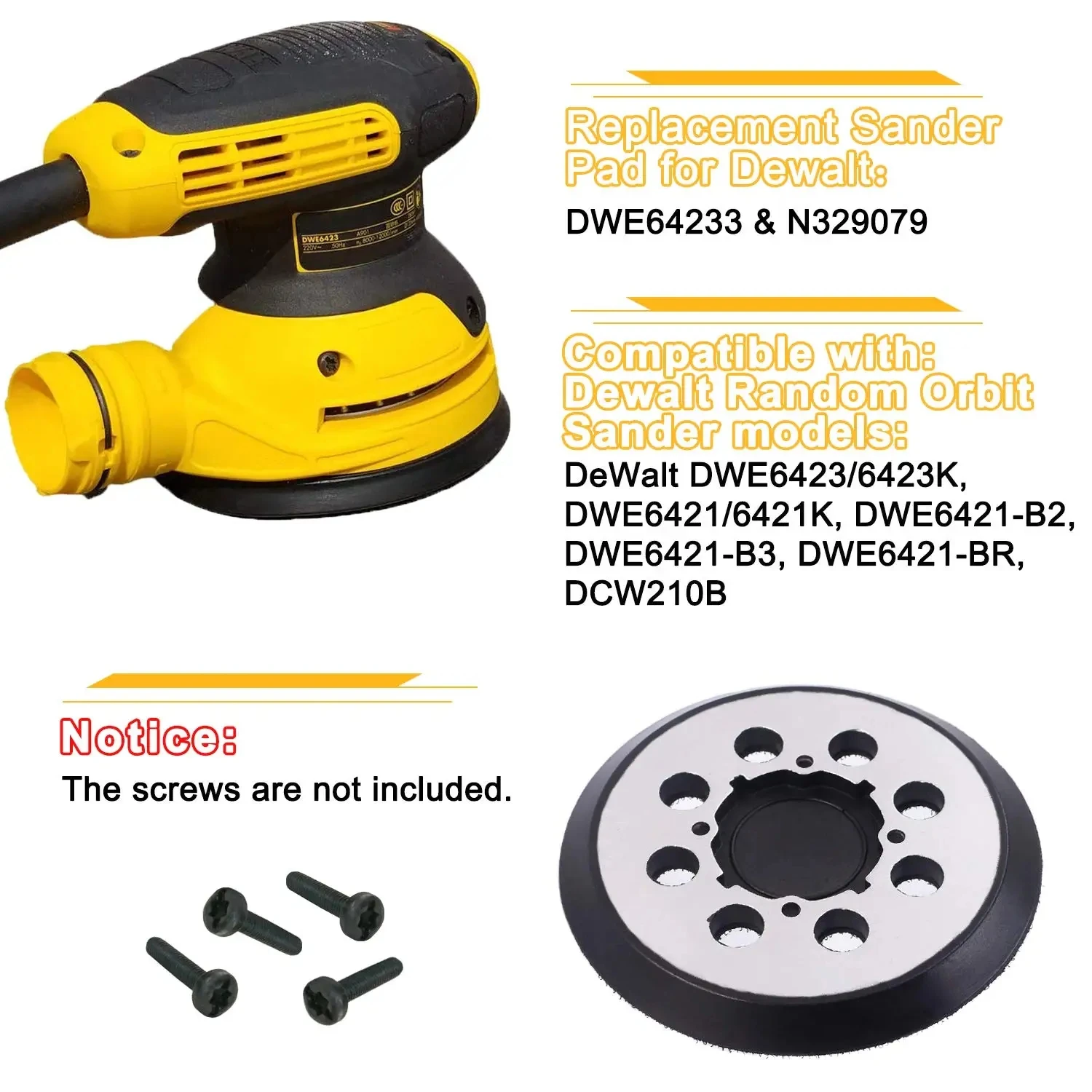 4 pezzi 5 pollici 8 fori tampone di ricambio per levigatrice orbitale a strappo 125 MM con Pad di interfaccia in schiuma per la molatura di metallo e legno