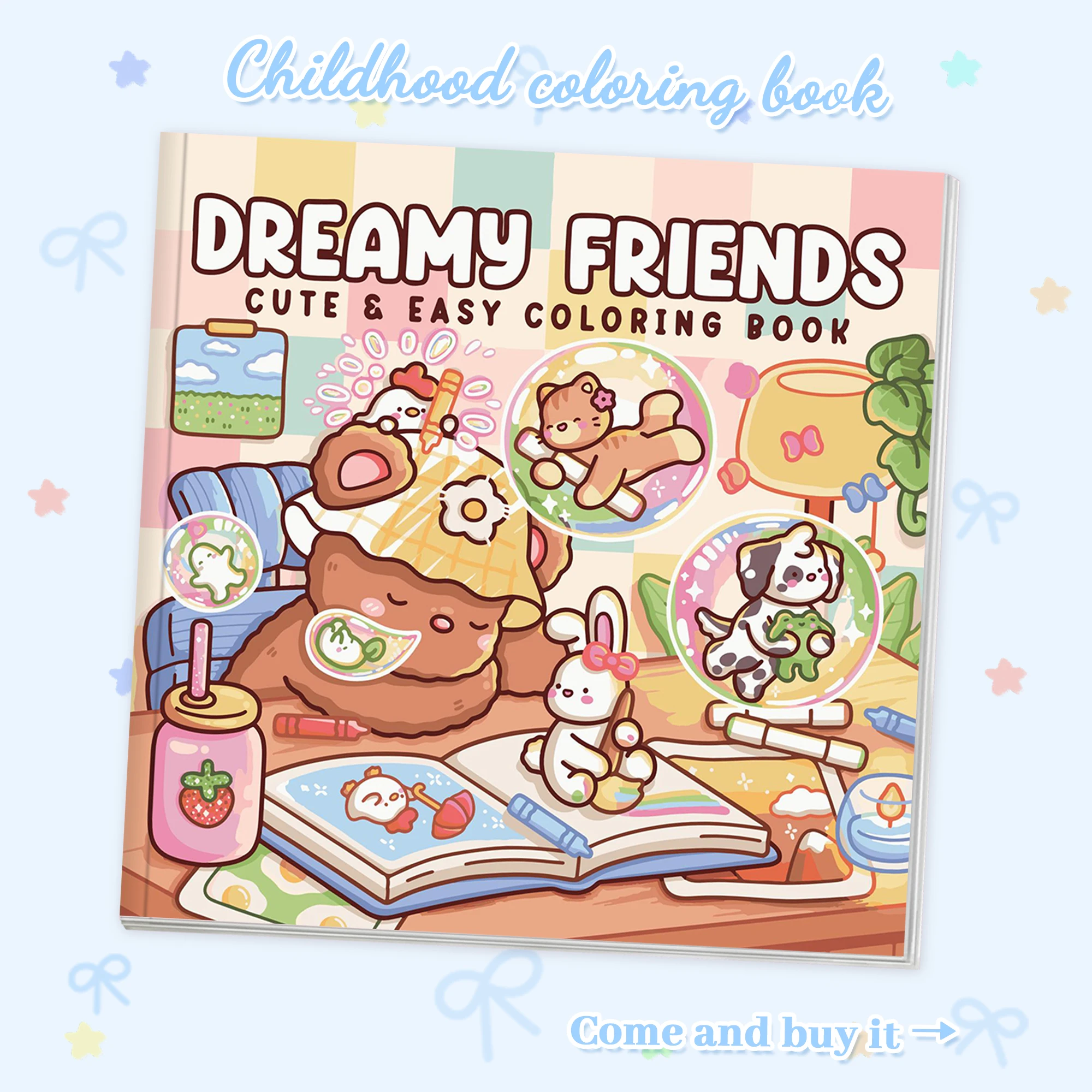 Relaxation and Stress Reduction for Adults and Teenagers """"""Fuzzy Hygge"" Coloring Book"," Cute Animals, Thick-Page Paper, Impermeable Ink, Family Parent-Child Co-Painted Coloring Book, Creative Gi image 4