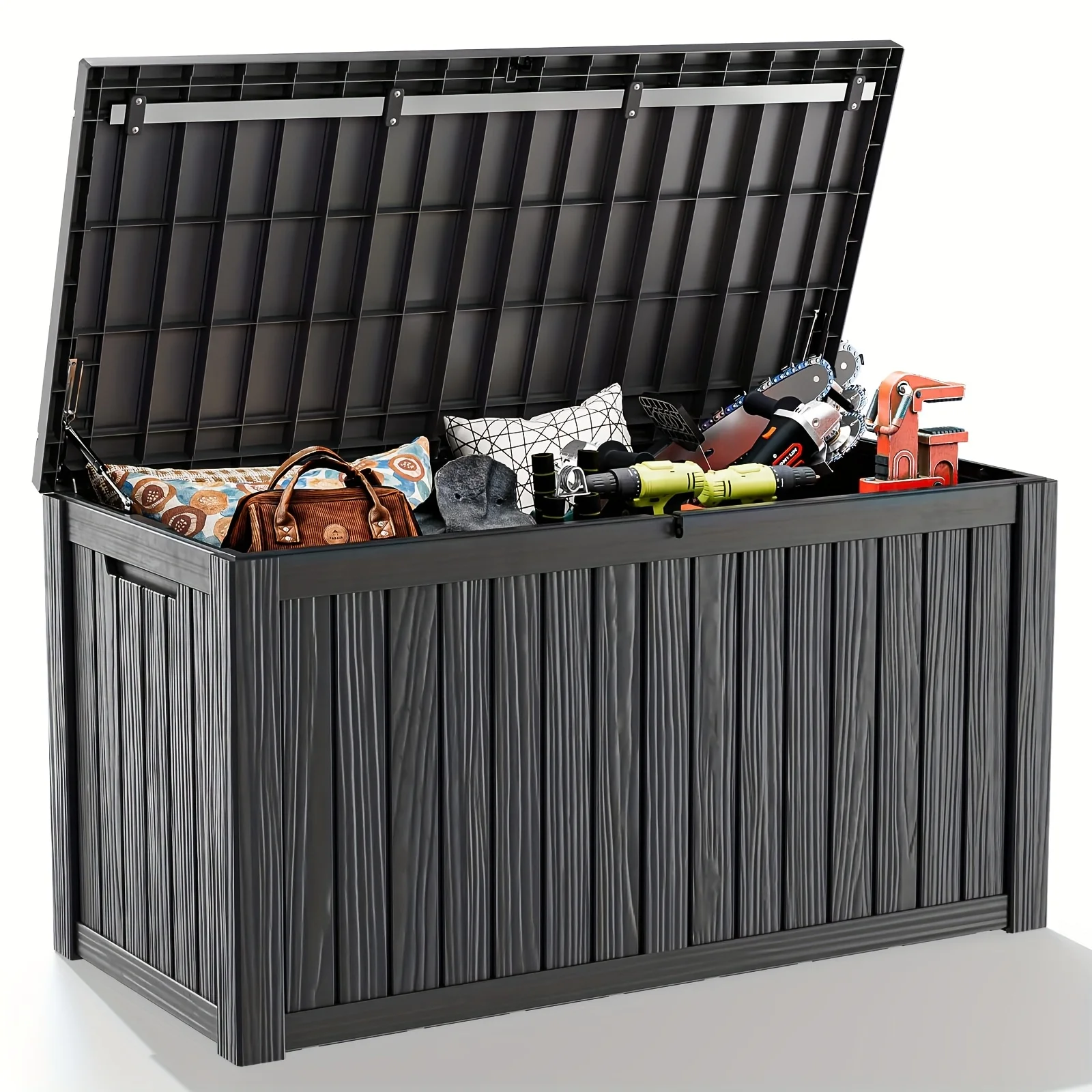 

190 Gallons Lockable Resin Deck Box - A Durable Outdoor Storage Solution Ideal for Garden, Yard Equipment, And Pool Supplies, Functions As a Bench Or Table, Easy to Assemble, Outdoor Cabinet, an Excellent Holiday Present for Halloween And Christmas
