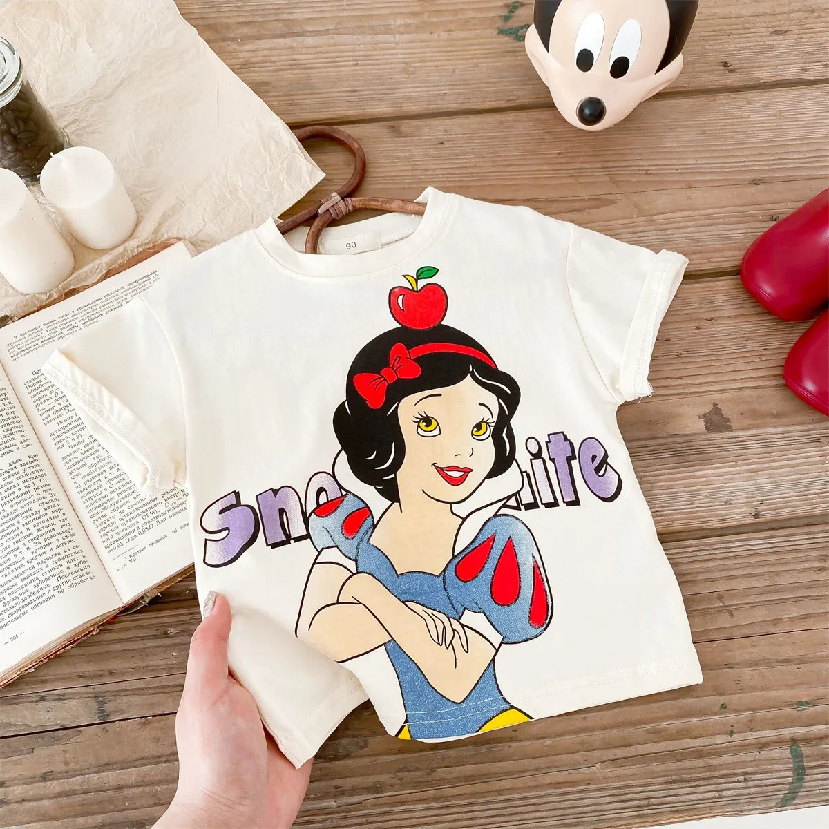 Summer Clothing Girls T-shirt Disney Minnie Short Sleeve Tops Children\'s Wear Tees Cartoon Cute Baby Girl T Shirts 1 2 3 4 5 6Y