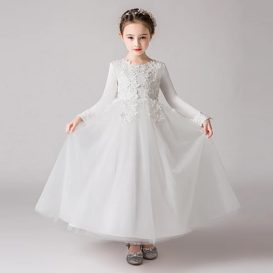 4 8 To 12 14 Years Old Girls Kids Evening Elegant Party Dresses Women Luxury Christening Winter Long White Junior Child Clothing