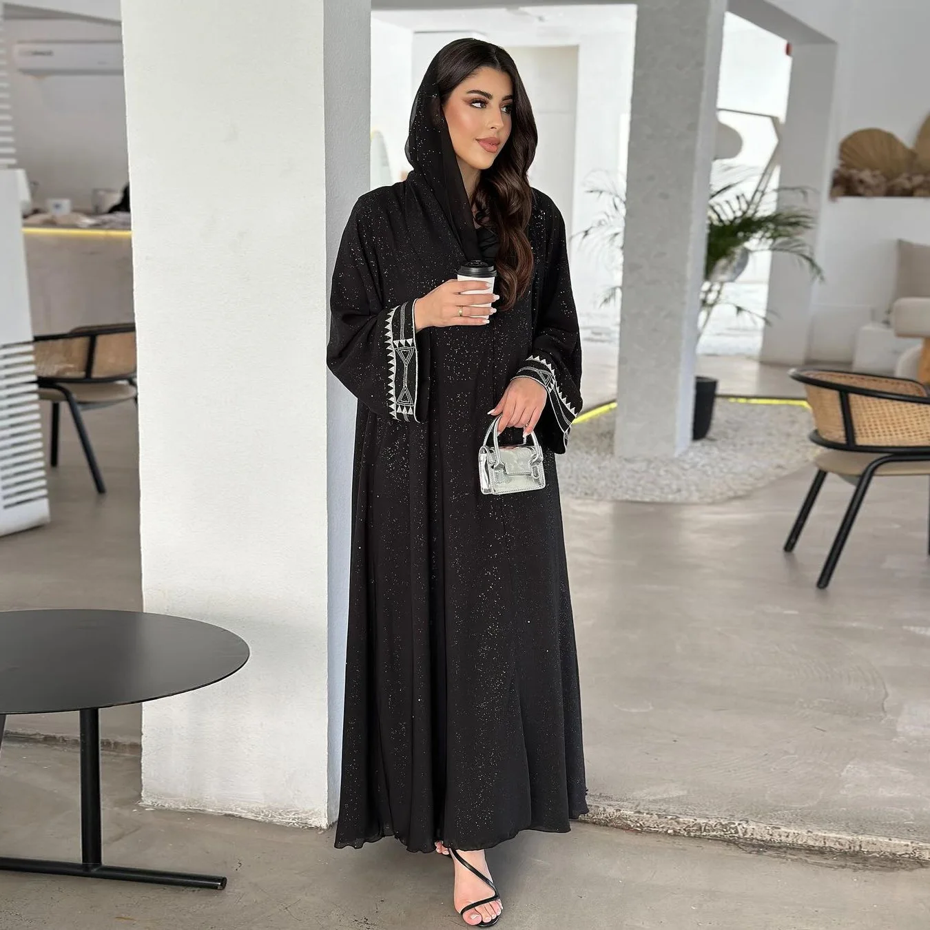 Eid Ramadan Moslim Vrouwen Shimmer Open Abaya Dubai Turkije Kaftan Saudi Arabische Gewaad Caftan Marocain Femme Jalabiya Kebaya Maxi Jurk