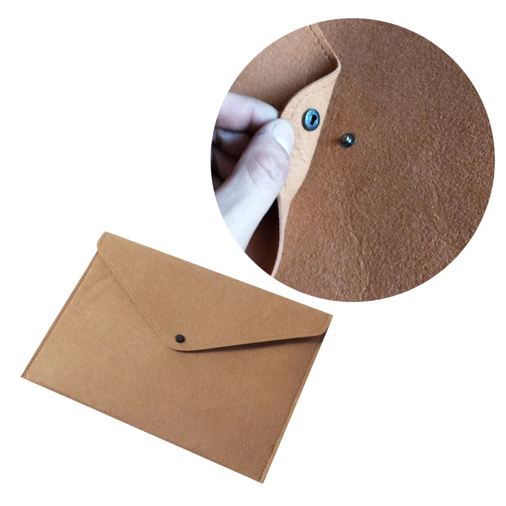

Felt File Folder Button Closure A4 Size Document Organizer for Office School Home Brown Tear-Proof Storage Holder