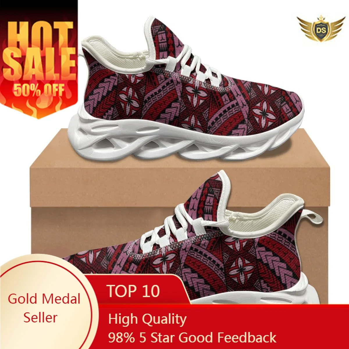 Polynesian Hibiscus Flower Design Basketball Shoes New Street Trend Durable Outdoor Running Shoes Comfortable Lace-up Sneakers