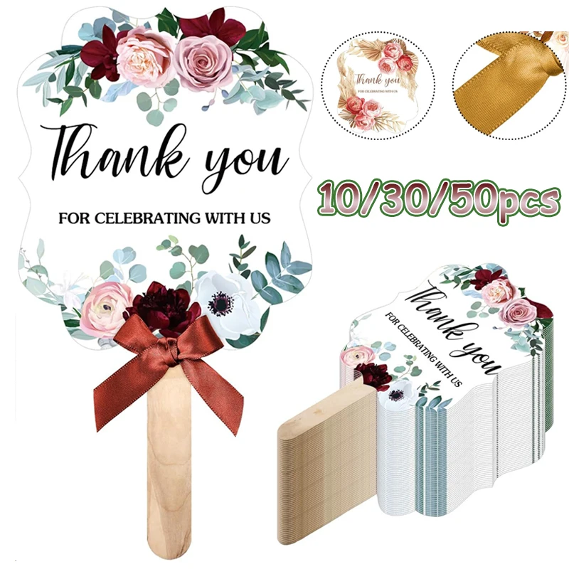 

Wooden Wedding Fan Set 10/30/50PCS Lightweight Portable Bridal Party Decor Photo Booth Props Anniversary Birthday Wedding Gift