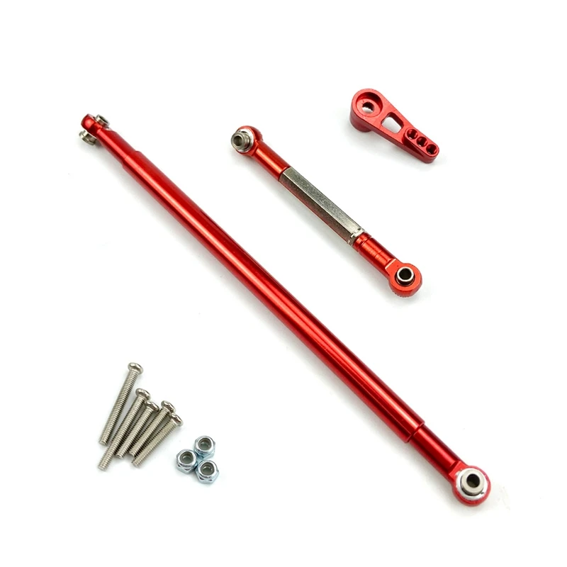 X59A_Metal Steering Pull Rod Servo Link Rod 1/12 RC Car Accessories,Red