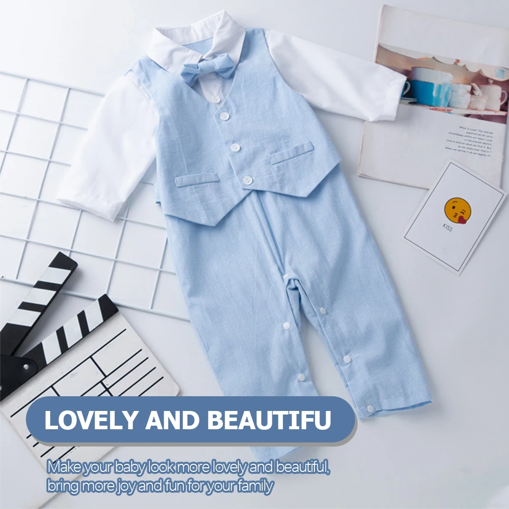 

Gentleman Clothes Newborn Romper Baby Outfit Long Sleeve Jumpsuit One Piece Infant Clothes Spring Wear Easy Clean Photo Prop