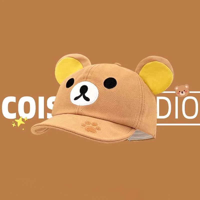 

Japanese cute rilakkuma embroidered baseball cap for women in spring and summer travel cartoon baseball cap sun protection