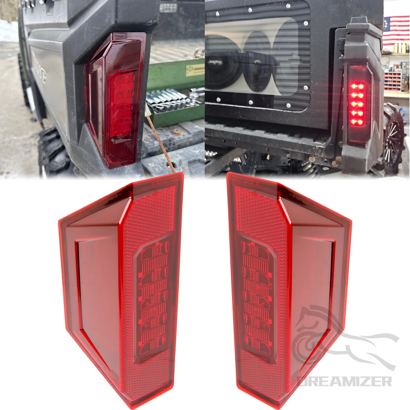 

UTV Ranger LED Tail Lights Rear Brake Stop Taillights Assembly For Polaris Ranger 900 1000 XP 570 Full Size Brutus