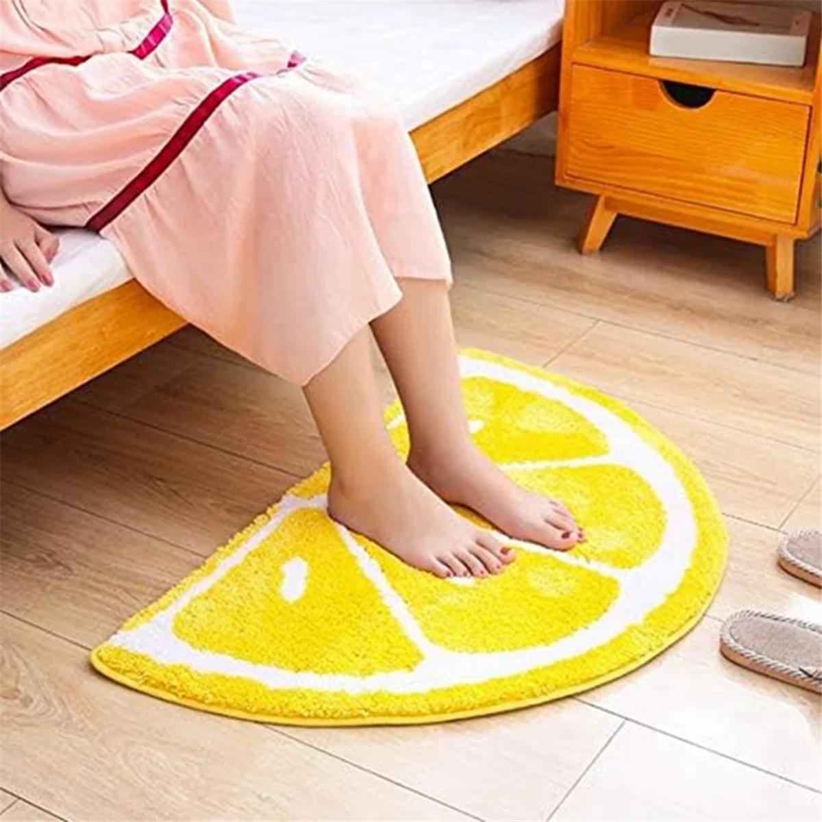 Home Entrance Rug Half Round Yellow Door Mat Dirt Trapping Rugs Non-Slip Absorbent Bath Rugs Bathtub Mat for