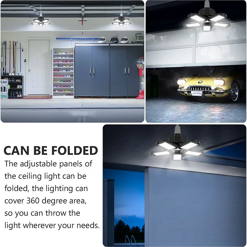 

1pcs Garage Ceiling Light Flooding Light 360° Adjustable Foldable Panels Lamp Deformable Lighting