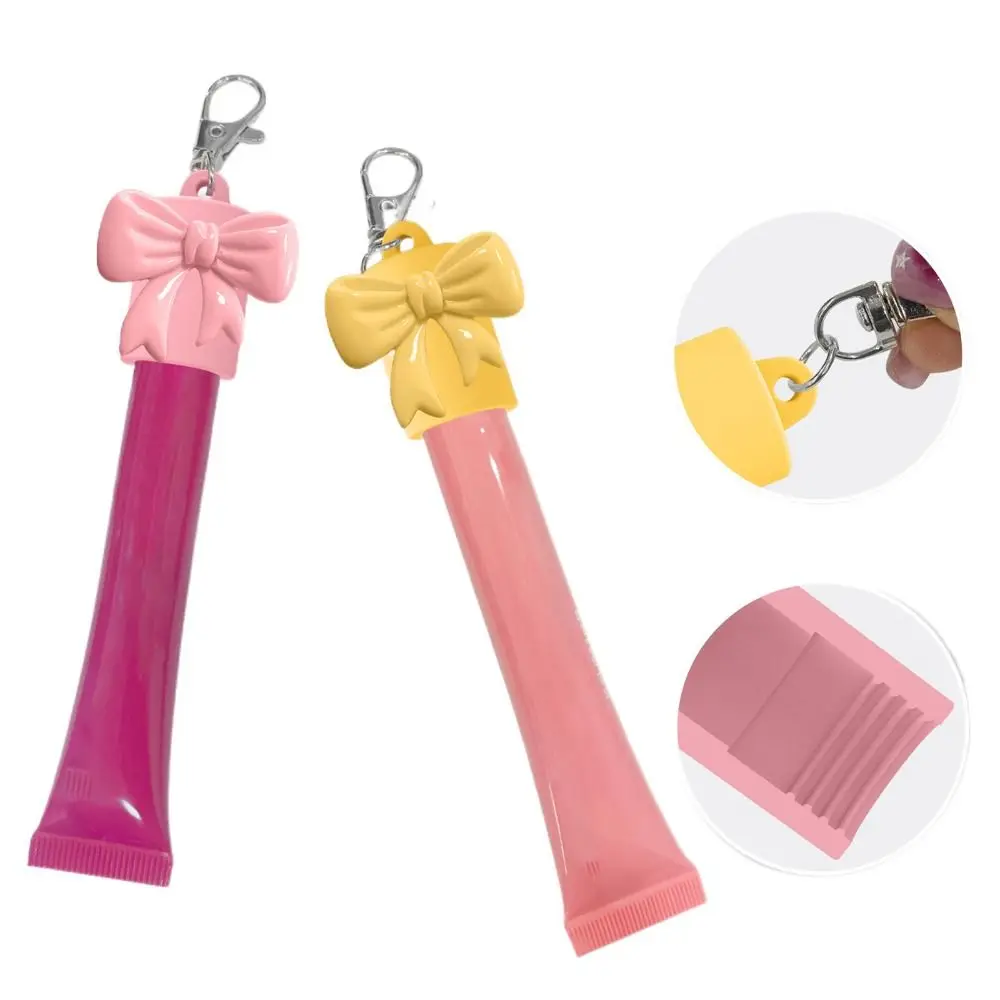 Creative Silicone Lip Balm Holder with Keyring Portable Lipgloss Sleeve Flexible Colorful Lip Balm Cover for Summer Fridays