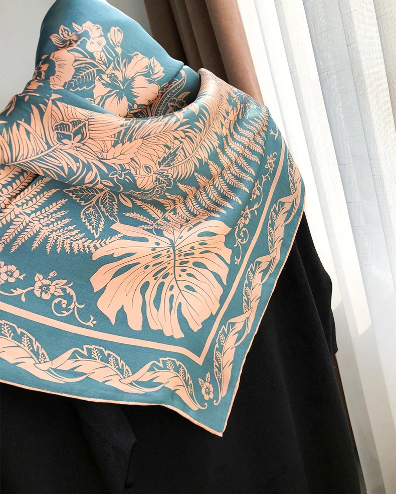 Luxury Mulberry Silk Scarf Hand Rolled Designer Silk Square Scarves Women Hem Silk Shawls Head Hair Decration Fashion Accessory