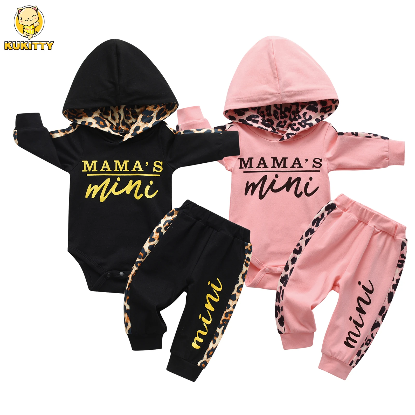 2PCS Newborn Baby Girl Spring Autumn Clothes Set Toddler Girls Letters Printed Long Sleeve Hooded Top and Pants Fashion Outfit