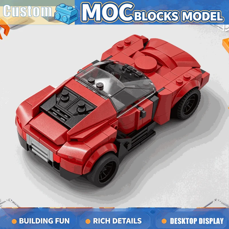248 Parts Red Futuristic Sports Car Model Building Blocks MOC DIY Creative Assembly Educational Festival Gifts Home Collection