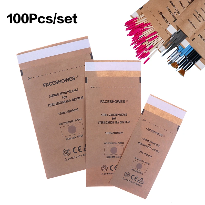 

100pcs Disinfection Kraft Bag Disposable Nail Sterilizer Manicure Bag Sterilization Disinfection Machine Clean Pouch Bags