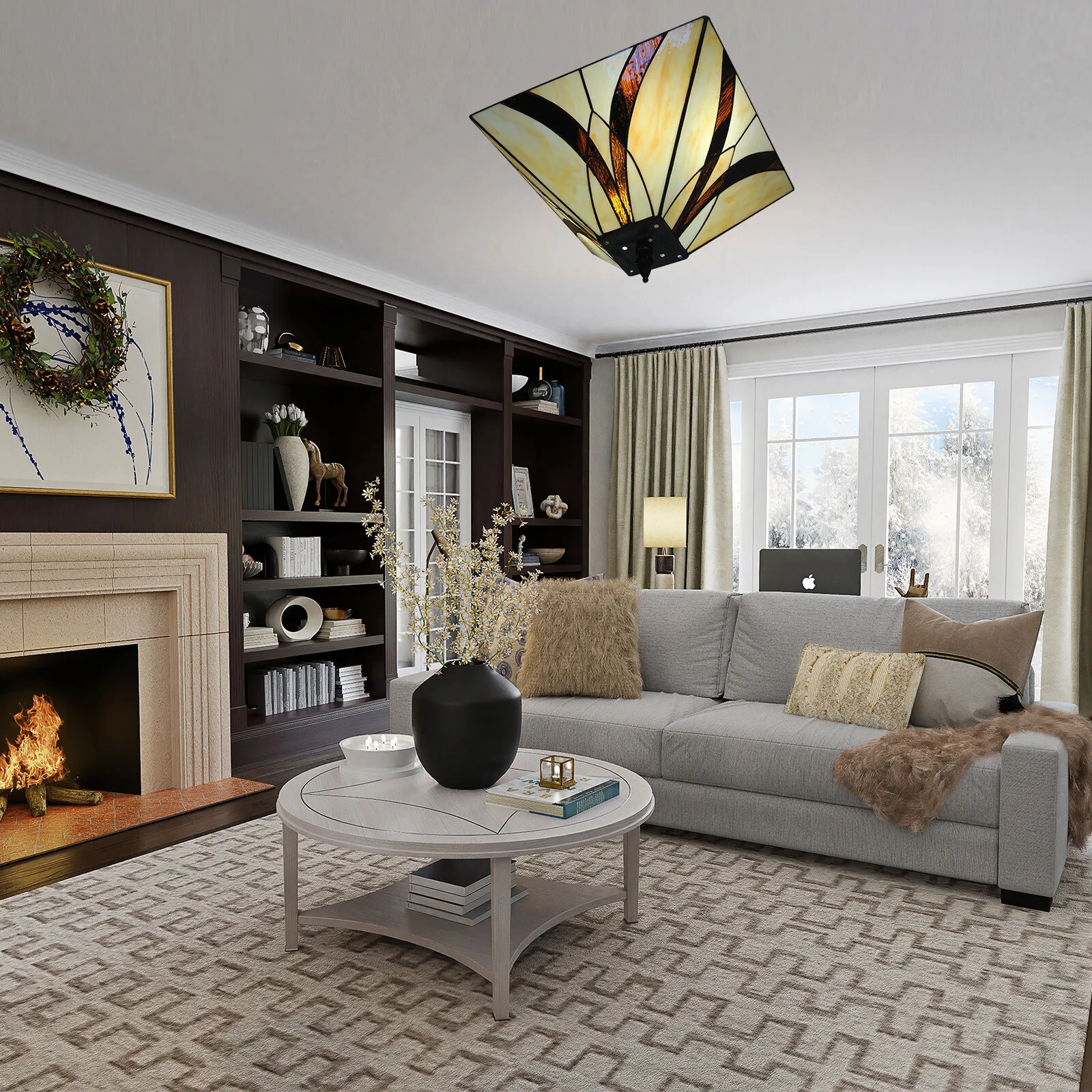 

Люстра в стиле Тиффани, подвесной светильник из витражного стекла, потолочный светильник для помещений