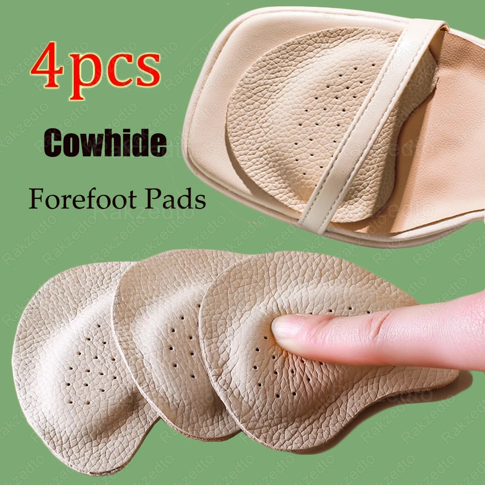 

4pcs Cowhide Forefoot Pads for Shoes Women Sandals Self-Adhesive Non-Slip Insoles Foot Pads for High Heels Pain Relief Inserts