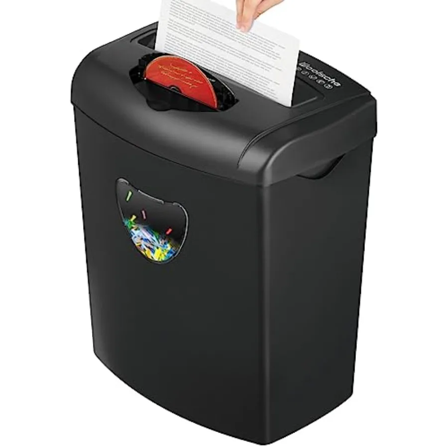 Home office paper shredder with cross-cut P-4 security, 12-sheet capacity, 5.55-gallon basket, jam-proof system for paper/cards