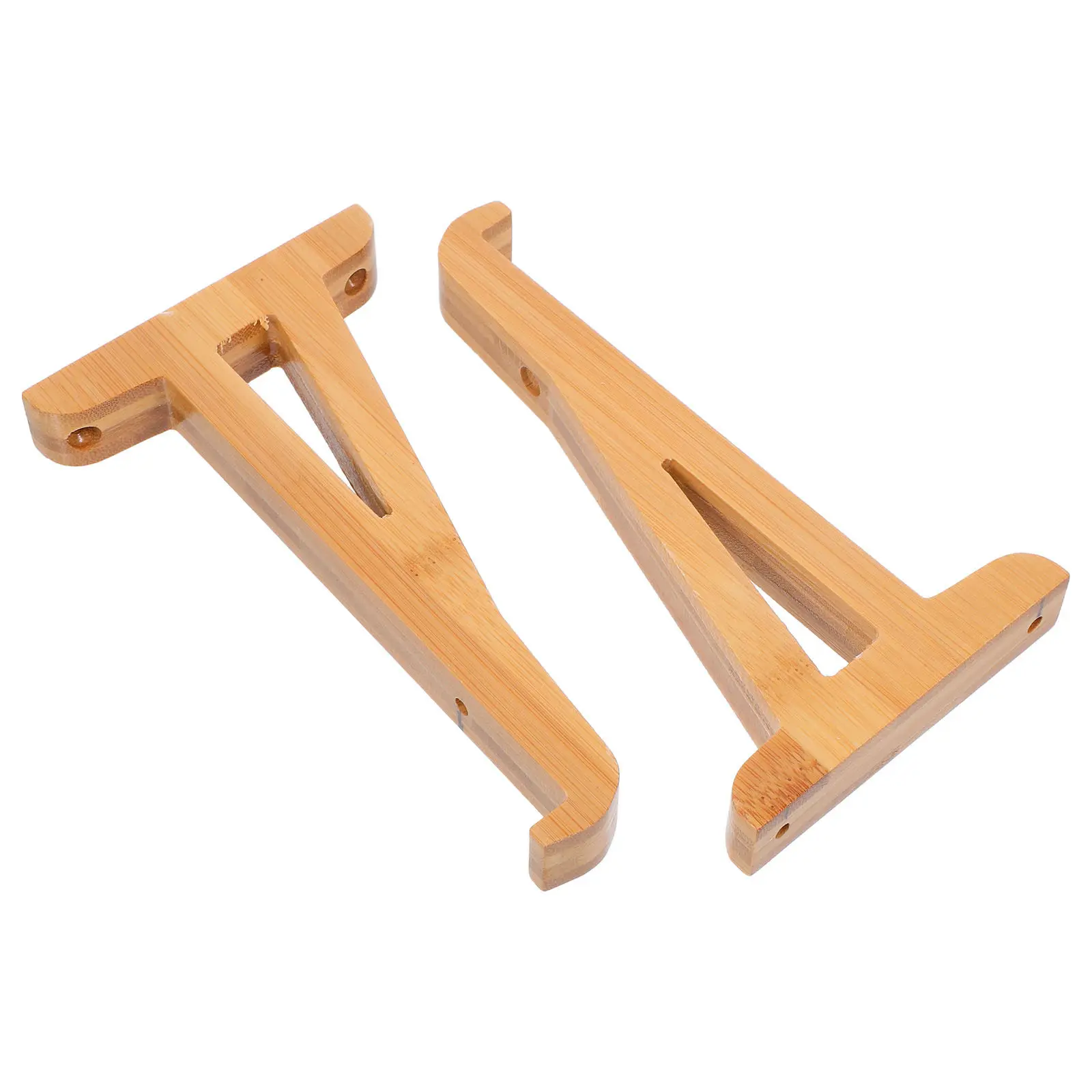 2Pcs Triangle Wood Shelf Brackets Load Bearing Wall Mount Shelf Support Brackets Natural Finish DIY Easy Install for Living Room
