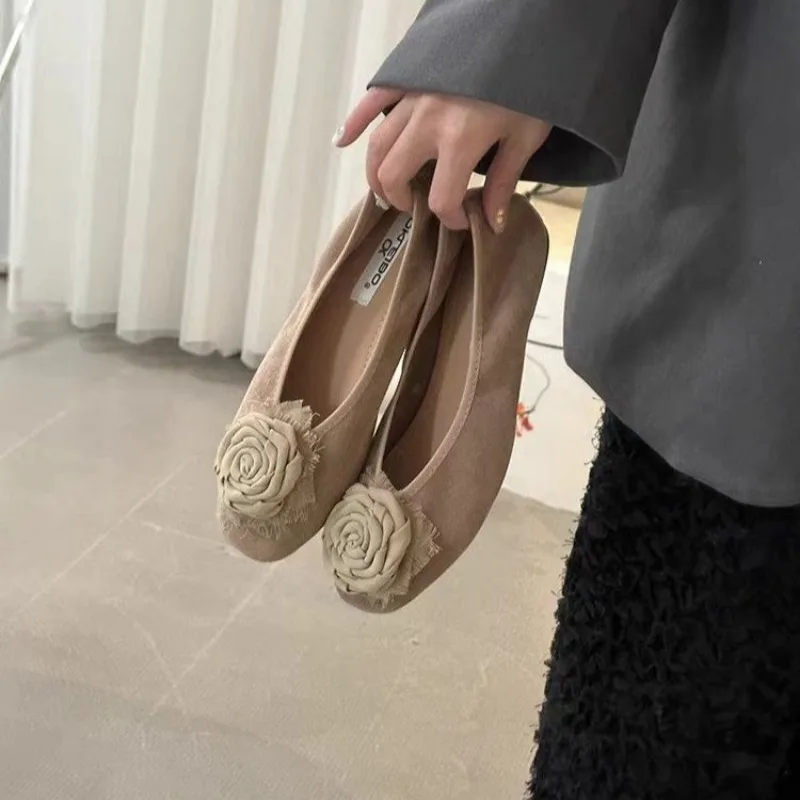 Shoes Woman Comfortable And Elegant Casual Female Sneakers Flats Modis Shallow Mouth Square Toe Dress New 2024 Retro Summer Lace